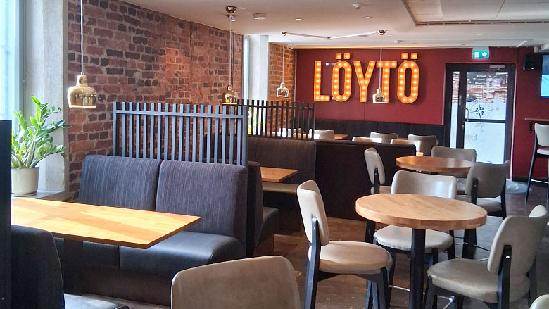 Gastropub Löydön sisätiloja